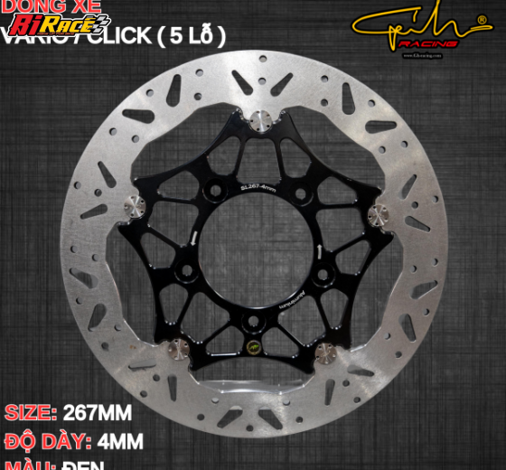 ĐĨA THẮNG GH-RACING SIZE 267MM VARIO / CLICK 150 5 LỖ,MÂM ZIN