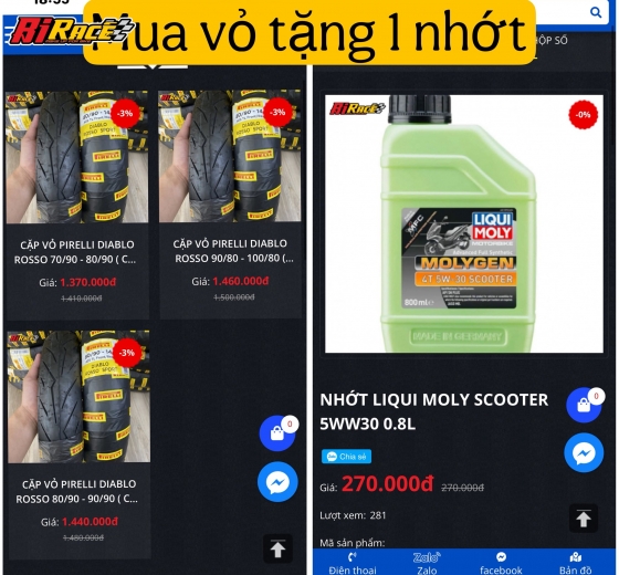 SALE MUA 1 ĐƯỢC 2 - THAY VỎ TẶNG NHỚT MÁY