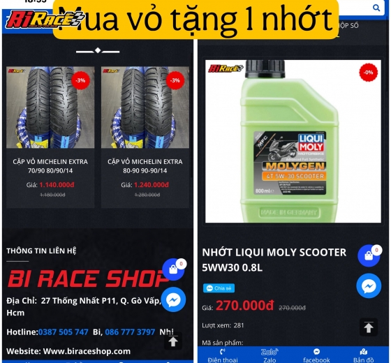 SALE MUA 1 ĐƯỢC 2 - THAY VỎ TẶNG NHỚT MÁY