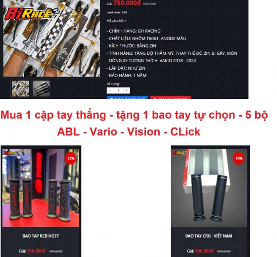 SALE - CẶP TAY CNC FORM ZIN VARIO, AB TẶNG CẶP BAO TAY
