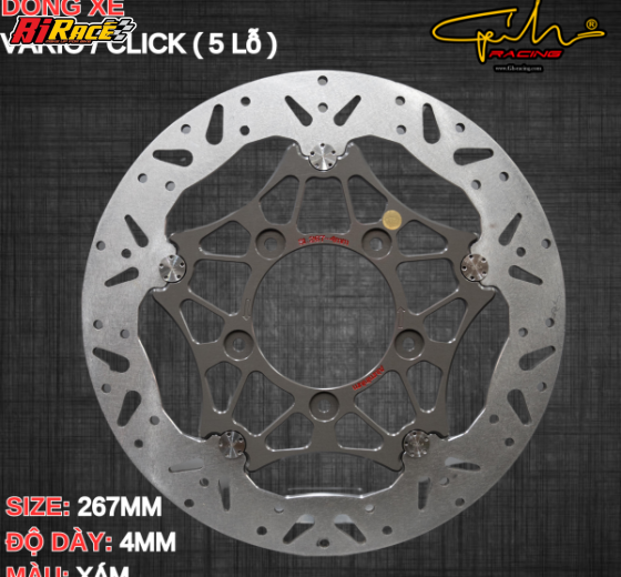 ĐĨA THẮNG GH-RACING SIZE 267MM VARIO / CLICK 150 5 LỖ,MÂM ZIN