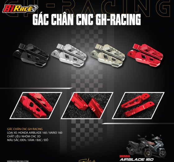 GÁC CHÂN CNC GH RACING- HONDA VARIO/ AIRBLADE / vision , beat