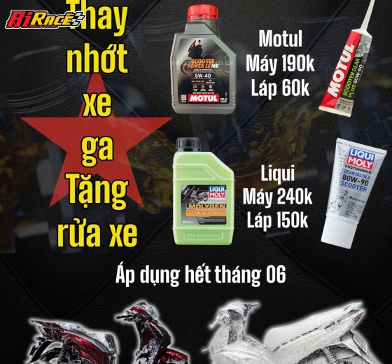 Thay nhớt xe tặng rửa xe